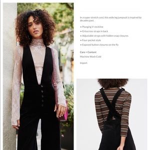 Free People Old School Love Jumpsuit Black Sz 27